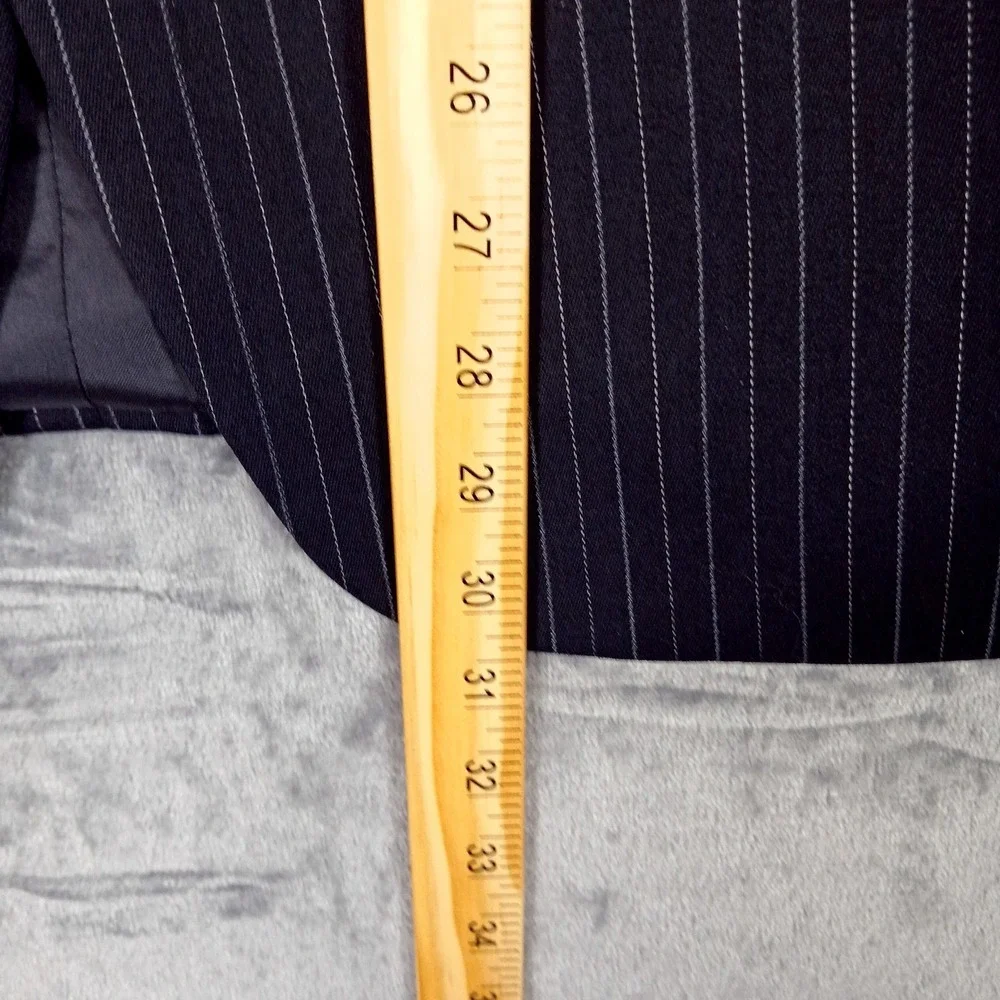 Jones‎ New York Mens 42R Wool Pinstripe Blazer Jacket Navy Stripe Classic Y2K
